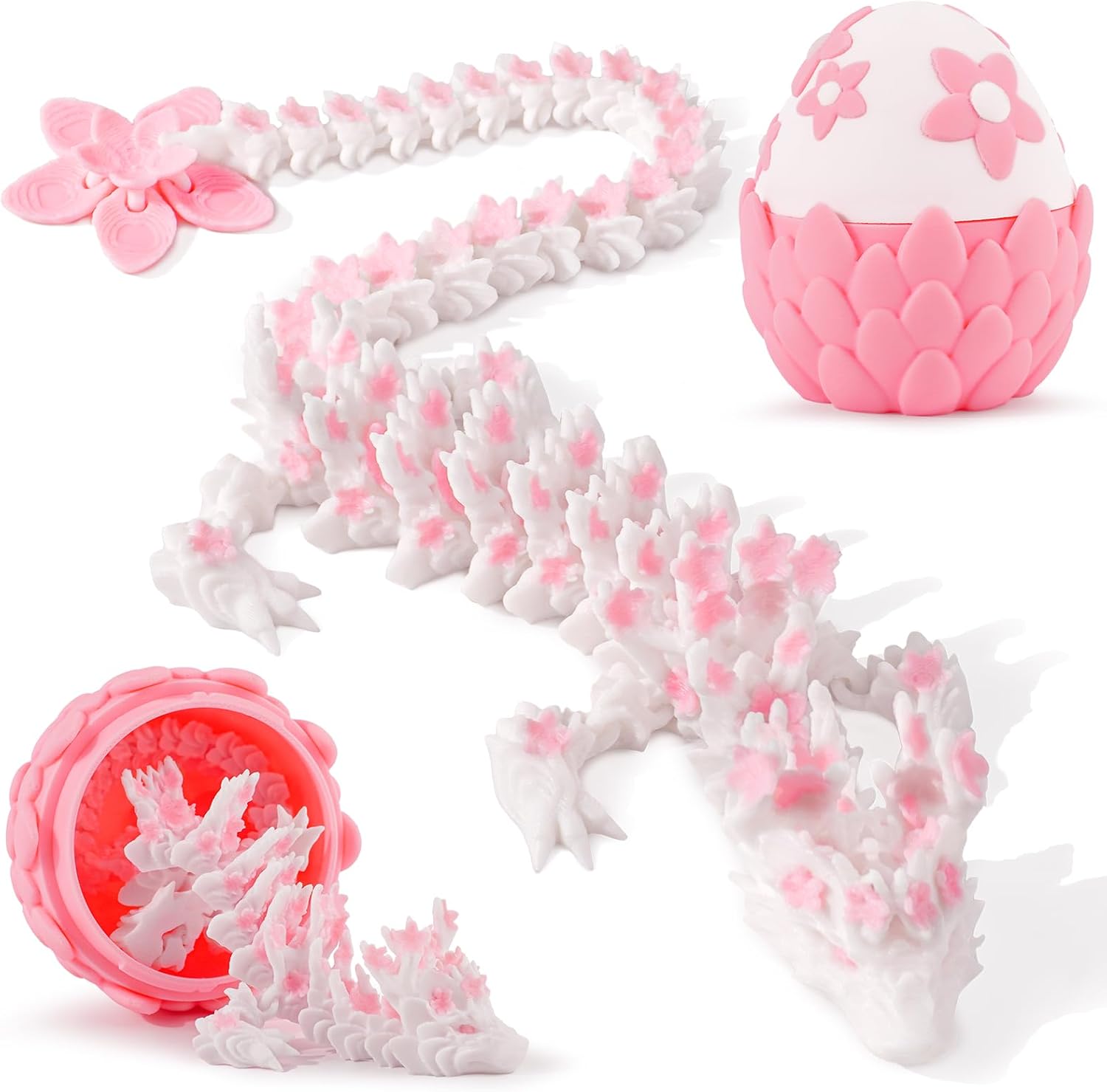 3D Printed Dragon Glow in The Dark with Matching Egg – UV Reactive 3D Printed Dragon Egg Set – Upgraded 2025 Collectible for Fantasy Fans