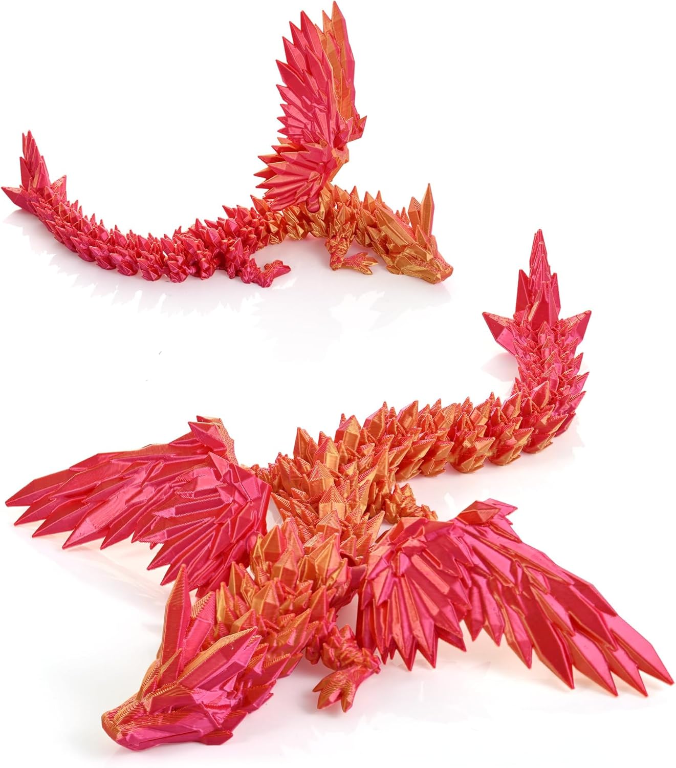 3D Printed Dragon with Wings, 11" 3D Printed Dragon, 3D Dragon for Stress Relief, Perfect Desk Decor & Collectible for 3D Printing Animals (Dark Blue)