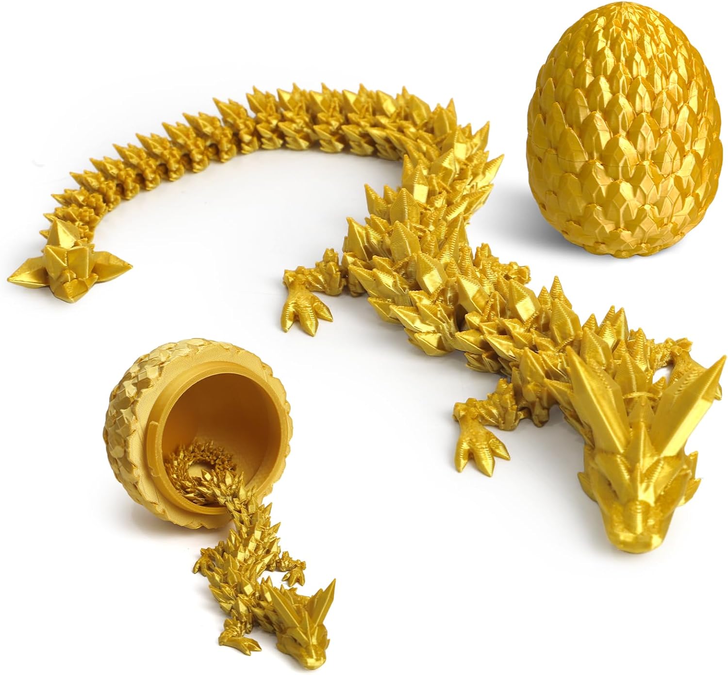 3D Printed Dragon + Dragon Egg - 12-inch (Rainbow Colors)