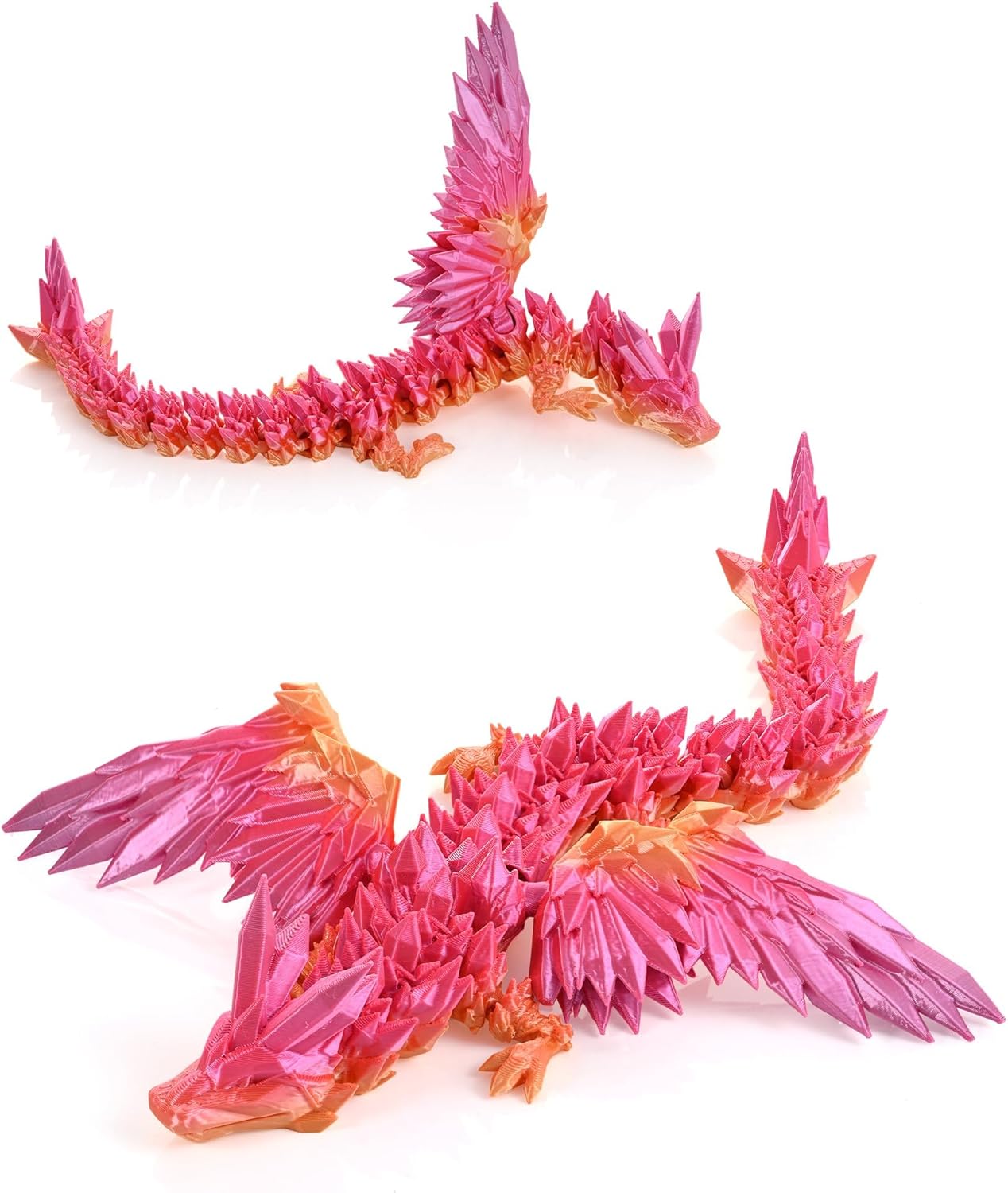 3D Printed Dragon with Wings, 11" 3D Printed Dragon, 3D Dragon for Stress Relief, Perfect Desk Decor & Collectible for 3D Printing Animals (Dark Blue)