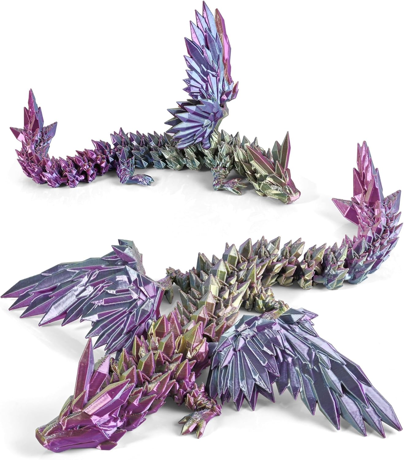 3D Printed Dragon with Wings, 11" 3D Printed Dragon, 3D Dragon for Stress Relief, Perfect Desk Decor & Collectible for 3D Printing Animals (Dark Blue)