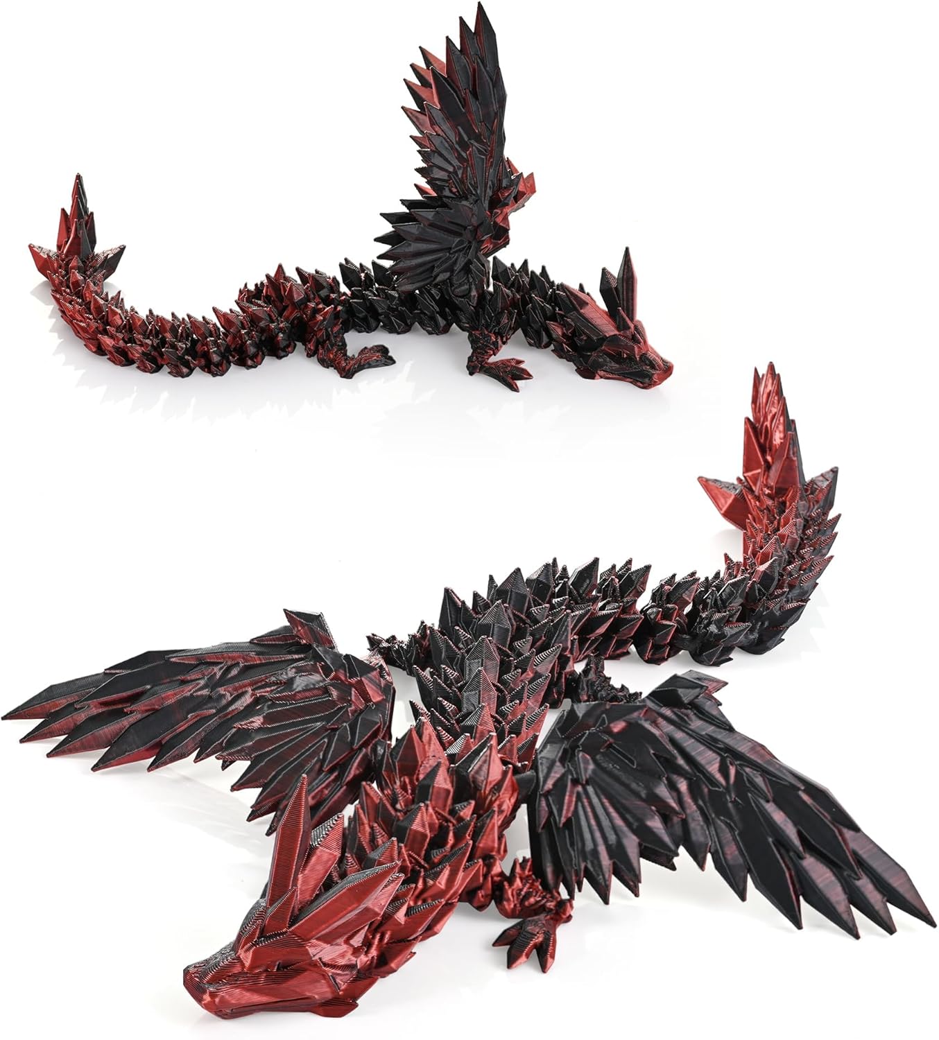 3D Printed Dragon with Wings, 11" 3D Printed Dragon, 3D Dragon for Stress Relief, Perfect Desk Decor & Collectible for 3D Printing Animals (Dark Blue)